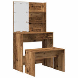 Dressing Table Set with LED Old Wood Engineered Wood 3329183