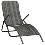 Sunlounger Grey Made of PE rattan and powder-coated steel 48128
