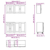 4 Piece Kitchen Cabinet Set "Porto" Smoked Oak Engineered Wood 3314876