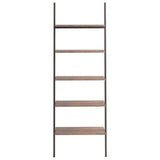5-Tier Leaning Shelf Dark Brown and Black 64x34x185.5 cm 336377