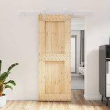 Sliding Door Natural and White 80 x 210 cm Solid Pine Wood 3444938