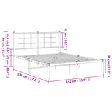 Metal Bed Frame without Mattress with Headboard Black 135x190cm 355560