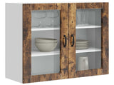 Wall Glass Cabinet PORTO Smoked Oak 80 x 31 x 80 cm 885420