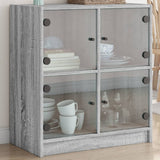 Side Cabinet with Glass Doors Grey Sonoma 68x37x75.5 cm 836383