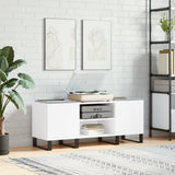 Record Cabinet White 121x38x48 cm Engineered Wood 831684