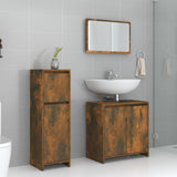 3 Piece Bathroom Furniture Set Smoked Oak Engineered Wood 3143931