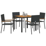 Garden Dining Set 5 pcs Black and Brown Poly Rattan 3365404