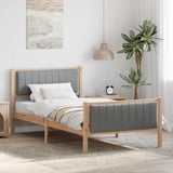 Bed frame Brown and light grey 100 x 200 cm Solid pine wood 878489