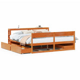 Bed Frame without Mattress Wax Brown 180x200 cm Super King Size Solid Wood Pine 3306374