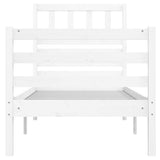 ZNTS Bed Frame White 90x190 cm Single Solid Wood 3101054