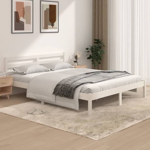 Bed Frame without Mattress 150x200cm White King Size 810436