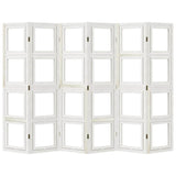Room Divider 6 Panels White Solid Wood Paulownia 358697