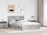Bed Frame with Drawer Concrete Grey 135 x 190 cm Engineer Wood 3409471