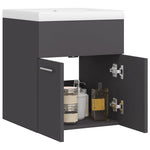 ZNTS Sink Cabinet with Built-in Basin Grey Engineered Wood 3070813