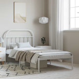 Bed Frame White Powder-Coated Steel Single Bed Frame 353679