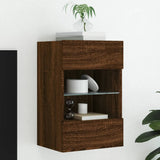 TV Wall Cabinet with LED Lights Brown Oak 40x30x60.5 cm 837090