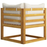 2 Piece Sofa Set with Cream White Cushions Solid Wood Acacia 318556