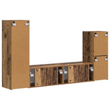 TV Cabinet Set Wall-mounted 4 pcs Old Wood Engineered Wood 3409031