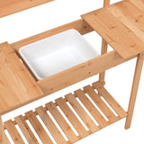 Potting Table with Sink Brown 147.5x44x139.5 cm Solid Wood Fir 156347