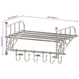 Luggage Rack with Coat Hangers Wall Mounted Aluminium 357832