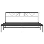 ZNTS Metal Bed Frame without Mattress with Headboard Black 180x200cm 372281