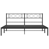 ZNTS Metal Bed Frame without Mattress with Headboard Black 180x200cm 372281