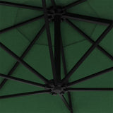 Wall-mounted Garden Parasol with LEDs 300 cm Green 312523