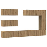 7 Piece TV Cabinet Set Wall-mounted Artisan Oak Engineered Wood 3329140