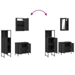 ZNTS 3 Piece Bathroom Furniture Set Black Engineered Wood 3214820