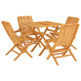 Garden Dining Set Brown Solid Teak Wood 5 Piece Set Foldable 3155037