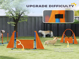 Seven-Piece Dog Agility Equipment Set with Weave Poles, Jump Ring, Hurdle, Pause Box, Carry Bag, T3398P349781