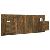 Bed Headboard with Cabinets Smoked Oak Engineered Wood 3115689