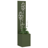 Garden Privacy Screen Olive green 32 x 150 cm Cold-rolled steel 876367