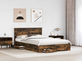 Bed Frame with Drawer Smoked Oak 120 x 190 cm Engineered Wood 3409671