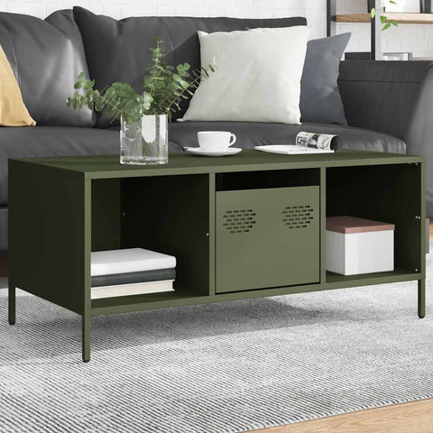 ZNTS Coffee Table Olive Green 101.5x50x43.5 cm Cold-rolled Steel 851278