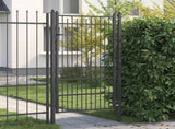 Fence Gate HORST 100 x 175 cm Metal Black Lockable 42034067