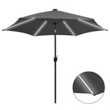 Garden Parasol with LED Lights and Aluminium Pole 300 cm Anthracite 47362