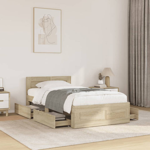 Bed Frame with Headboard without Mattress Sonoma Oak 75x190 cm Small Single 3295620