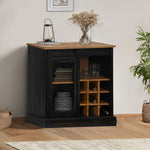 ZNTS Sideboard HALDEN with Sliding Door Black 80x40x80 cm Solid Wood 4018424