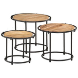 Nesting Tables 3 pcs Solid Rough Wood Mango 358930