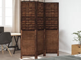 Room Divider 3 Panels Dark Brown Solid Wood Paulownia 358703