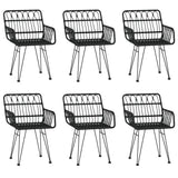 Garden Dining Set Black Steel, Polyethylene, Tempered Glass 3157856
