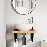 Basin Shelf Wall Mounted Steel and Solid Wood Oak 3302411