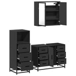 ZNTS 3 Piece Bathroom Furniture Set Black Engineered Wood 3301020