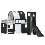 Kids'Loft Bed Frame White and Black 100 x 200 cm Metal 42020897