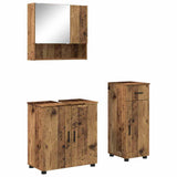 Bathroom Furniture Set 3 pcs Old Wood Engineered wood & Metal 3392961