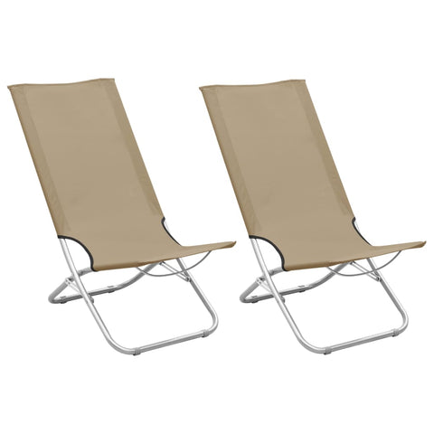 ZNTS Folding Beach Chairs 2 pcs Taupe Fabric 310378