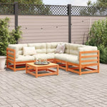 ZNTS 6 Piece Garden Sofa Set Wax Brown Solid Wood Pine 3299442