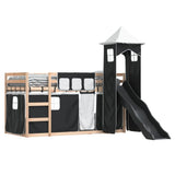 Bunk Bed without Mattress with Slide White and Black 90x190 cm Single 3284206