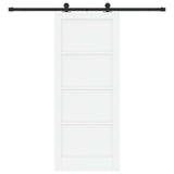 Sliding Door White and Black 83 x 202 cm Solid Pine Wood 3445461